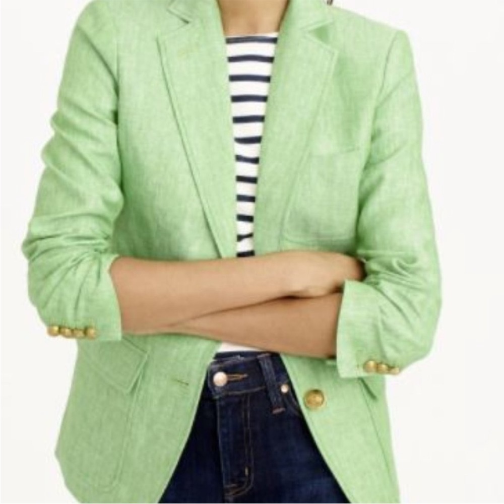 J. Crew Rhodes 100% Linen Blazer Jacket Lime - Picture 16 of 16